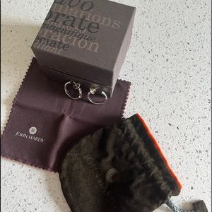 John Hardy Silver Bamboo Sterling 925 Post Back Hoop Earrings